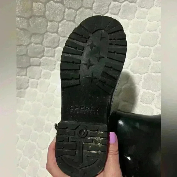 Sperry Walker Turf Rain Boot Black Womens Size 6 Waterproof Bow Tie Outdoor - Picture 8 of 10